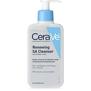 CeraVe Salicylic Acid Cleanser | 8 Ounce | Renewing Exfoliating Face Wash with Vitamin D for Normal Skin | Fragrance Free