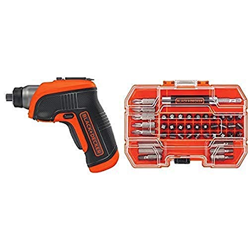 BLACK+DECKER BDCS30C 4-Volt MAX Lithium-Ion Cordless Rechargeable LED Screwdriver with BLACK+DECKER BDA42SD 42-Piece Standard Screwdriver Bit Set