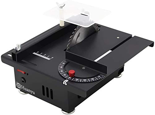 Huanyu Mini Table Saw Thickness 40MM Desktop Speed Adjustable Double Rotation with Dustproof Saw Blade Metal Wood Acrylic