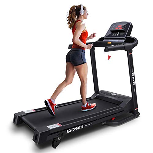 OMA Home Treadmills, Max 2.25 HP Folding Incline Treadmills for Running and Walking Exercise with LED Display of Tracking Heart Rate, Calories - Black