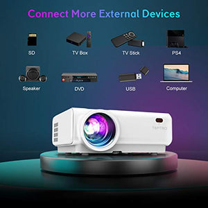 TOPTRO WiFi Projector,5500 Lumens Bluetooth Projector,Support 1080P Home Video Projector,200" Display,HiFi Speaker Compatible with TV Stick/Phone/Laptop/PS4/SD/USB/VGA/HDMI