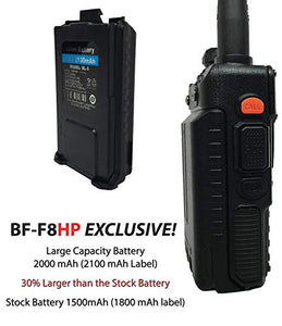 BaoFeng BF-F8HP (UV-5R 3rd Gen) 8-Watt Dual Band Two-Way Radio (136-174MHz VHF & 400-520MHz UHF) Includes Full Kit with Large Battery