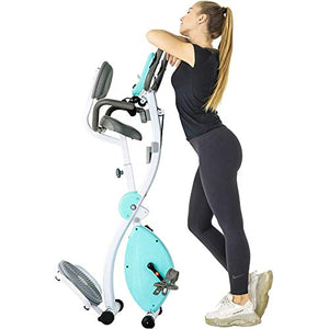 Murtisol Folding Exercise Bike Compact Foldable Stationary Bike Magnetic Resistance Control W/ Twister Plate, Arm Resistance Bands, Extra Large&Adjustable Seat and Heart Monitor Perfect Home Exercise, Three Colors