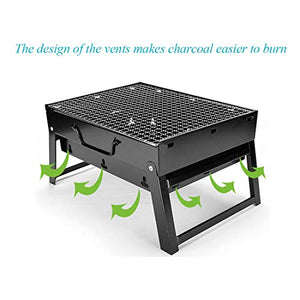 Portable Barbecue Charcoal Grill Stainless Foldable BBQ Grills Medium Size for Outdoor/Garden Cooking Camping Hiking Picnic Easy to Carry 16.92" x 11.41" x 2.75"