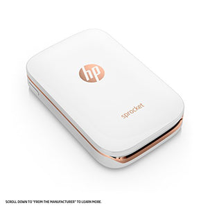 HP Sprocket Portable Photo Printer, X7N07A, Print Social Media Photos on 2x3 Sticky-Backed Paper - White