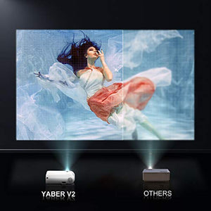 Projector, YABER V2 WiFi Mini Projector 5500 Lux [Projector Screen Included] Full HD 1080P and 200" Supported, Portable Wireless Mirroring Projector for iOS/Android/TV Stick/PS4/PC Home & Outdoor