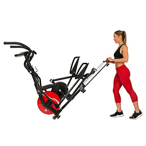 Sunny Health & Fitness Magnetic Elliptical Trainer Machine w/ Tablet Holder, LCD Monitor, 265 Max Weight and Pulse Monitor - Stride Zone - SF-E3865,Black