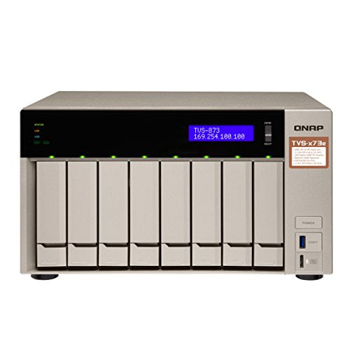 QNAP TVS-873e-4G-US 8-bay NAS/iSCSI IP-SAN, AMD R series Quad-core 2.1GHz, 4GB RAM, 10G-ready