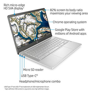 HP 14a-na0020nr Chromebook 14-Inch HD Laptop, Chrome (Ceramic White)
