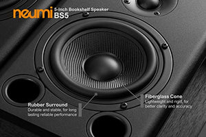 NEUMI BS5 Passive Bookshelf Speakers, 5-Inch Woofer, 1-Inch Tweeter, Dark Wood, 1 Pair