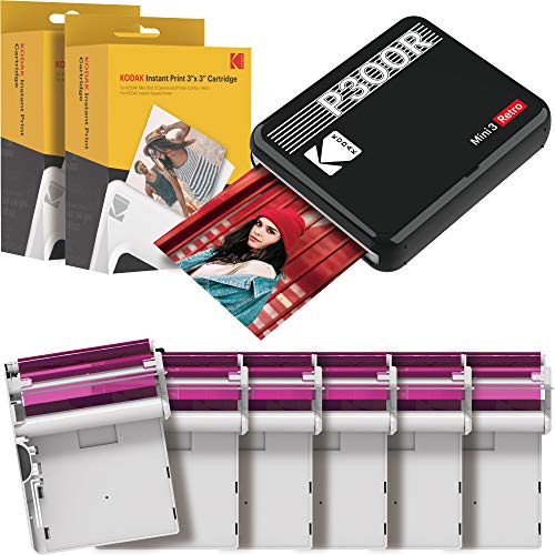 Kodak Mini 3 Square Retro Portable Printer - Social Media Photo Instant Printer – Premium App Compatible with iOS & Android – Wireless Connection – 3 x 3-inch Real Photo - 4PASS Technology