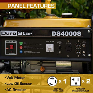 Durostar DS4000S Portable Generator | Yellow/Black | 4000-Watt 7-Hp Air Cooled 