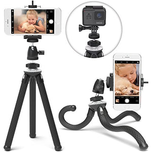 Xenvo SquidGrip Flexible Cellphone Tripod for Phone and Camera - Portable Octopus Tripod Compatible with All Smartphones - iPhones, GoPro, Android, Samsung, Google Pixel & More (Selfie Stick Tripod)