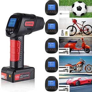 Cordless Air Compressor Portable Tire Inflator Pump with Digital LED lights and 2000mah Rechargeable Li-ion,suitable for Car,Bicycle,Air Mattress,Inflatable Airbed