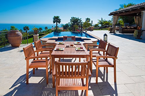 Vifah Malibu Outdoor 7-Piece Wood Patio Dining Set