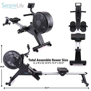 SereneLife | Smart Home Rowing Machine Sports Training Row Machine | Monitor Panel | Magnetic | Black | SLRWMC50