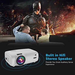 Mini Video Projector, VILINICE 5500L Outdoor Movie Projector with 100Inch Projector Screen ,1080P and 200" Supported Video Projector, Compatible with TV Stick, HDMI, AV, VGA, PS4, Smartphone