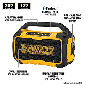 DEWALT 20V MAX Bluetooth Speaker for Jobsite, Tool Only (DCR010)