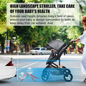 INFANS Baby Stroller for Newborn, 2 in 1 High Landscape Convertible Reversible Bassinet Pram for Infant & Toddler, Foldable Aluminum Alloy Pushchair with Adjustable Backrest, 3D Suspension