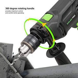 GALAX PRO Hammer Drill, 5Amp Electic Corded Drill, 1/2'' Metal Chuck, 0-3000RPM, Powerful Variable Speed Drill for Drilling in Steel, Concrete, and Steel