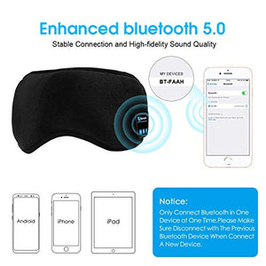 Bluetooth Sleep Eye Mask Wireless Headphones, TOPOINT Upgrade Sleeping Travel Music Eye Cover Bluetooth Headsets with Microphone Handsfree, Long Play Time, Black (Bluetooth Sleep Mask-Black)