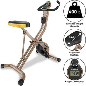 Exerpeutic Gold Heavy Duty Folding Magnetic Upright Exercise Bike | 400 lb Capacity
