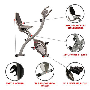 Sunny Health & Fitness Comfort XL Ultra Cushioned Seat Folding Exercise Bike with Device Holder - SF-B2721