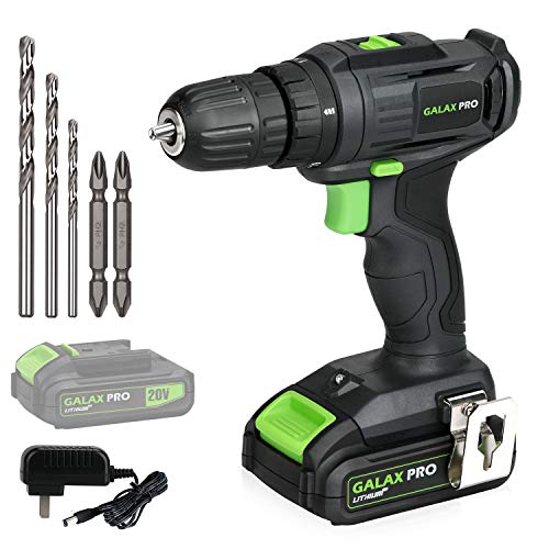 GALAX PRO 2-Speed Compact Drill 20V MAX Lithium-Ion Drill/Driver, 3/8'' Electric Drill with 19+1 Torque Setting, 1.3 Ah Battery, LED Work Light for Home Improvement and DIY Project
