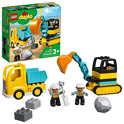 LEGO DUPLO Construction Truck & Tracked Excavator 10931 Building Site Toy for Kids Aged 2 and Up; Digger Toy and Tipper Truck Building Set for Toddlers, New 2020 (20 Pieces)