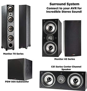 Polk Audio Monitor 40 Series Bookshelf Speaker Perfect for Small or Medium Size Rooms- Black, Pair