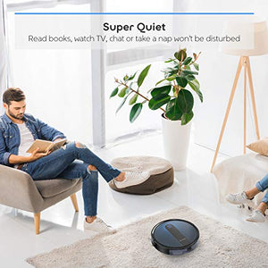 Coredy Robot Vacuum Cleaner, Boost Intellect, 1600Pa Super-Strong Suction, Boundary Strips Included, 360° Smart Sensor Protection, Ultra Slim, R650 Robotic Vacuum, Cleans Hard Floor to Carpets