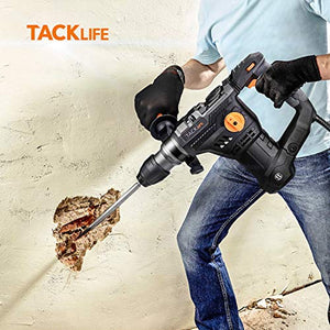 TACKLIFE 1-1/4 Inch SDS-Plus 12.3 Amp Rotary Hammer Drill, 7Joules Impact Energy, 4350BPM, 900RPM, 4 Functions, Vibration Damping Technology, Safety Clutch, Ideal for Concrete and Stones -TRH01A