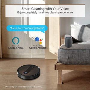 Coredy R700 Robot Vacuum Cleaner, Compatible with Alexa, Boost Intellect, Virtual Boundary Supported, 1600Pa Max Suction, Ultra Slim, All-New Upgraded Robotic Vacuums, Cleans Hard Floor to Carpet