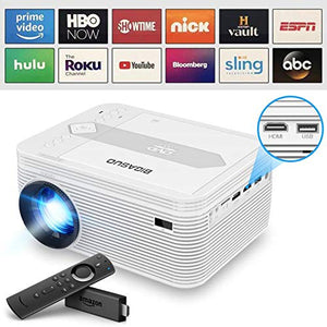 BIGASUO [2020 Upgrade] Bluetooth Full HD Projector Built in DVD Player, Portable Mini Projector 4500 Lumens Compatible with iPhone/iPad/TV/HDMI/VGA/AV/USB/TF SD Card, 720P Native 1080P Supported