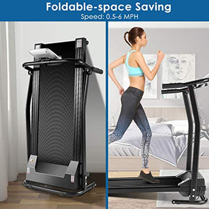 Mauccau Folding Electric Treadmill Exercise Machine with LCD Display Fitness Trainer Walking Running Machine for Home Gym