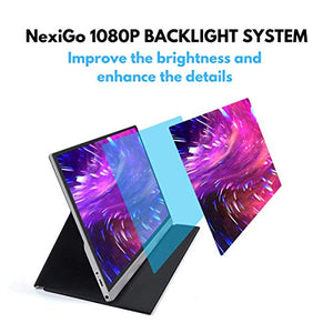 2020 [Upgraded] Portable Monitor - NexiGo 15.6 Inch Full HD 1080P IPS USB Type-C Computer Display, Eye Care Screen with HDMI/USB-C for Laptop PC/MAC/Surface/PS4/Xbox/Switch, Included Smart Cover