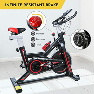 TELESPORT Indoor Cycling Bike, Cardio Workout Fitness Spinning Bike Quiet Belt Drive Exercise Stationary Bycicle, 35lbs Stable Flywheel/Adjustable Seat & Handle/LCD Monitor with Holder for Tablet