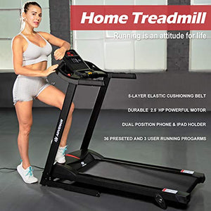 ADVENOR Treadmill Motorized Treadmills 2.5 HP Electric Running Machine Folding Exercise Incline Fitness Indoor