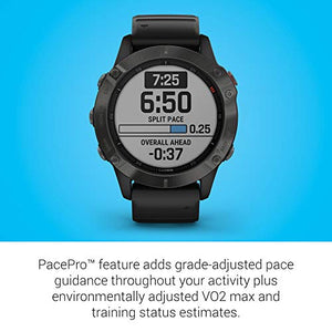 Garmin | Fenix 6X Sapphire, Premium Multisport GPS Watch, Dark Gray with Black Band