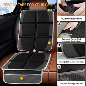 Car Seat Protector,(2 Pack) Large Auto Car Seat Protectors for Child Baby Safety Seat,Thick Padding Carseat Kick Mat with Organizer Pockets,Vehicle Dog Cover Pad for SUV Sedan Leather Seats