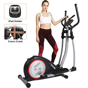 SNODE Magnetic Elliptical Trainer Exercise Machine Heavy Duty Cross Crank Driven and Programmable Monitor for Home Fitness Cardio Training Workout