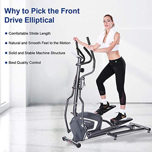 MaxKare Magnetic Elliptical Machine Elliptical Trainer Heavy Duty Smooth Quiet Driven  for Home Use with Front Flywheel/Display Panel/8-level Magnetic Resistance for Cardio Workout