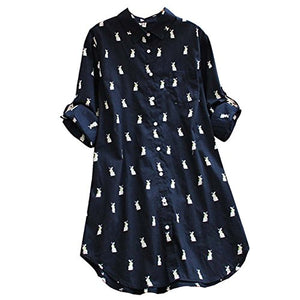This Rabbits Pattern Longline Button Down Tunic is a great addition to any cottagecore clothes wardrobe. Take a look at our collection of cottagecore clothes.  We update the list daily, so check back often for new looks!  We hope we will be your favorite cottagecore clothes shop!