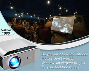 GooDee Portable Outdoor Movie Projector – Native 1080P Home Theater Video Projector, Full HD LCD 300 Inch, contrast 7000:1 with 100,000 Hrs Lamp Life, Compatible with PC, PS4, TV Stick, HDMI, YG620