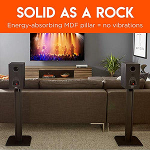 ECHOGEAR Bookshelf Speaker Stand Pair - Heavy Duty MDF Energy-Absorbing Design - Works with Klipsch, Polk, JBL & Other Bookshelf Speakers - Includes Cable Management Channel & Carpet Spikes