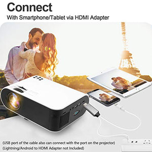 Mini Movie Projector,WayGoal Portable HD Home Theater Projector 4500 Lx with 50000 Hours LED Lamp Life and 1080P Supported,150" Display for TV Stick,Video Game,Dual USB Port