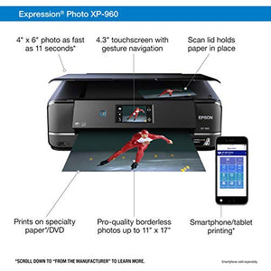 Epson Expression Photo XP-960 Wireless Color Photo Printer with Scanner and Copier | Ink Bundle
