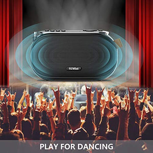 WSHDZ Bluetooth Speaker Portable Wireless Radio Desktop Speaker J19 with HD Sound,FM,TF,USB Player,USB Charge,AUX Input,Built-in Microphone,Aux Cable,Support Hands-Free Call for Outdoors,Party-Black