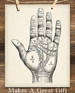 Vintage Palm Reading Chart - 11x14 Unframed Art Print - Great Decor and Gift for Fans of Palmistry and Astrology Under $15