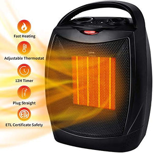 GiveBest Portable Electric Space Heater | 1500W/750W | ETL Certified Ceramic Heater with Thermostat | (Black)